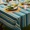Beachy Stripe Print Outdoor Tablecloth with Zipper, 60" Round